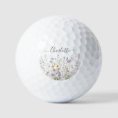 Monogramm-Wasserfarbe-Ländliche hübsche Wildblumen Golfball (Vorderseite)