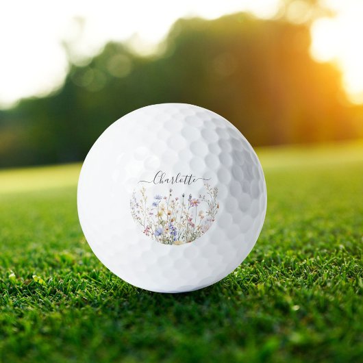 Monogramm-Wasserfarbe-Ländliche hübsche Wildblumen Golfball