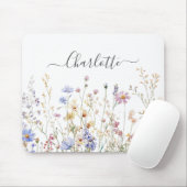Monogramm-Wasserfarbe-Ländliche Hübsche Wildblumen Mousepad (Mit Mouse)