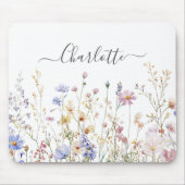 Monogramm-Wasserfarbe-Ländliche Hübsche Wildblumen Mousepad (Vorne)