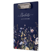 Monogramm-Wasserfarbe-Ländliche schöne Wildblumenw Klemmbrett (Links)