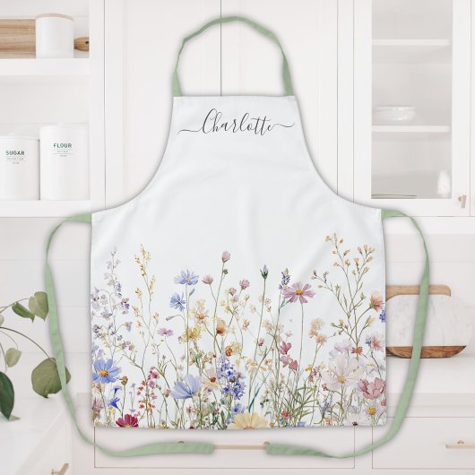 Monogramm-Wasserfarbe-Ländliches Schönes Wildblume Schürze