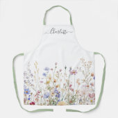 Monogramm-Wasserfarbe-Ländliches Schönes Wildblume Schürze (Vorderseite)