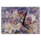 Monogramm Wasserfarbe lila Azaleenblüte  Schneidebrett (Vorderseite)