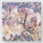 Monogramm Wasserfarbe lila Azaleenblüte Steinuntersetzer (Vorderseite)
