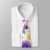 Monogramm Wasserfarbe Lila Gelb Rosa Krawatte (Gebunden)