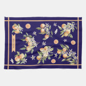Monogramm-Wasserfarbe-Orangen-Blumen-Botanik Geschirrtuch (Horizontal)