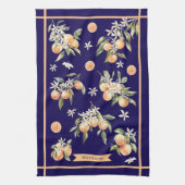Monogramm-Wasserfarbe-Orangen-Blumen-Botanik Geschirrtuch (Vertikal)