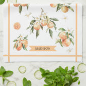 Monogramm-Wasserfarbe-Orangen-Blumen-Botanik Geschirrtuch (Gefaltet)