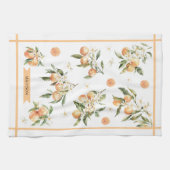 Monogramm-Wasserfarbe-Orangen-Blumen-Botanik Geschirrtuch (Horizontal)