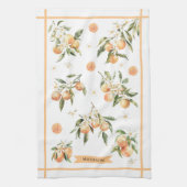 Monogramm-Wasserfarbe-Orangen-Blumen-Botanik Geschirrtuch (Vertikal)