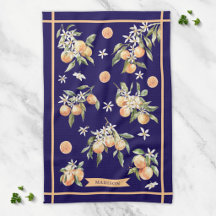 Monogramm-Wasserfarbe-Orangen-Blumen-Botanik