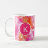 Monogramm-Wasserfarbe Pink Orange Abstrakt Kaffeetasse (Links)