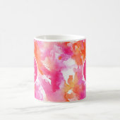 Monogramm-Wasserfarbe Pink Orange Abstrakt Kaffeetasse (Mittel)