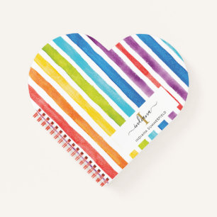 Monogramm Wasserfarbe Regenbogen Bunte Streifen Na Notizblock