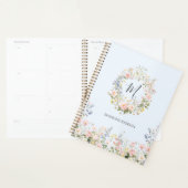 Monogramm Wasserfarbe Rosa Blaue Blumen Floral  Planer (Anzeige)