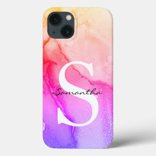 Monogramm Wasserfarbe Rosa Lila  Case-Mate iPhone Hülle