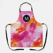 Monogramm-Wasserfarbe Rosa Orange Abstrakt Schürze (Vorderseite)