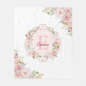 Monogramm-Wasserfarbe-Rosa-Rosen-Blumen-Floral Fleecedecke (Vorderseite)