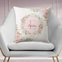 Monogramm-Wasserfarbe-Rosa-Rosen-Blumen-Florales