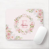 Monogramm-Wasserfarbe-Rosa-Rosen-Blumen-Florales Mousepad (Mit Mouse)