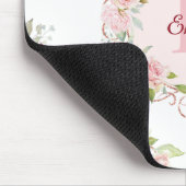 Monogramm-Wasserfarbe-Rosa-Rosen-Blumen-Florales Mousepad (Ecke)