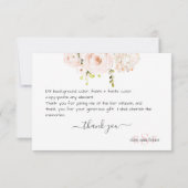 Monogramm Wasserfarbe Rosa Rosen Hydrangea Dankeskarte (Rückseite)