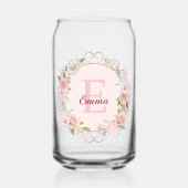 Monogramm-Wasserfarbe Rosa Rosenblüten Blumen Flor Dosenglas (Vorderseite)