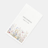 Monogramm Wasserfarbe Rustikal Hübsches Wildblumen Serviette (Ecke)