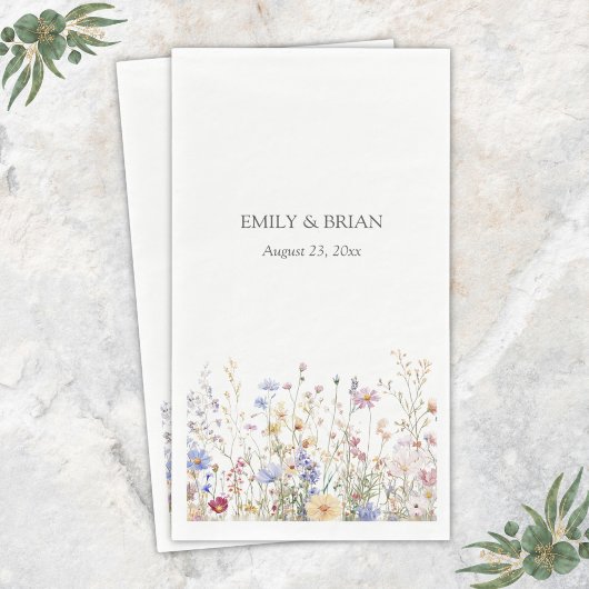 Monogramm Wasserfarbe Rustikal Hübsches Wildblumen Serviette