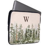 Monogramm-Wasserfarbe Rustikales Grünes Wald Laptopschutzhülle (Vorne Rechts)