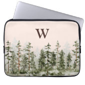 Monogramm-Wasserfarbe Rustikales Grünes Wald Laptopschutzhülle (Vorderseite)