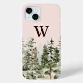Monogramm-Wasserfarbe Rustikales Grünes Waldgebiet Case-Mate iPhone Hülle (Rückseite)