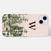 Monogramm-Wasserfarbe Rustikales Grünes Waldgebiet Case-Mate iPhone Hülle (Rückseite (Horizontal))