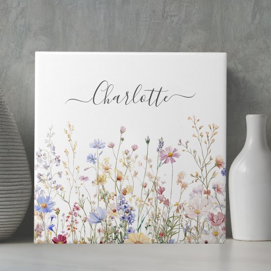 Monogramm Wasserfarbe Rustikales Schönes Wildblume Fliese
