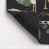Monogramm-Wasserfarbe-Tropische grüne Blätter Mousepad (Ecke)