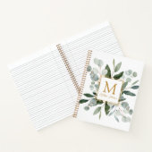Monogramm Wasserfarbe Tropische Grüne Blätter Notizblock (Innenseite)