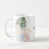 Monogramm-Wasserfarbe-Tropischer-Blumenstrauß-Blum Kaffeetasse (Links)