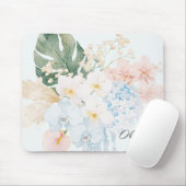 Monogramm-Wasserfarbe-Tropischer-Blumenstrauß Flor Mousepad (Mit Mouse)