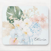 Monogramm-Wasserfarbe-Tropischer-Blumenstrauß Flor Mousepad (Vorne)