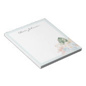 Monogramm-Wasserfarbe-Tropischer-Blumenstrauß Flor Notizblock (angewinkelt)