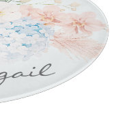 Monogramm-Wasserfarbe Tropischer Blumenstrauß Flor Schneidebrett (Ecke)