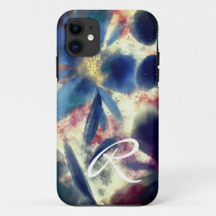 Monogramm-Wasserfarbe- und funkelnde Blumenmalerei Case-Mate iPhone Hülle
