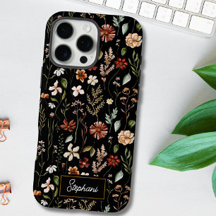 Monogramm-Wasserfarbe Vintage-Wildblumen-Blumenmus iPhone 16 Pro Max Hülle