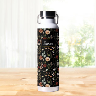 Monogramm Wasserfarbe Vintage Wildblumen Blumenmus Trinkflasche