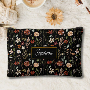 Monogramm Wasserfarbe Vintage Wildblumen Blumenmus Zubehörtasche
