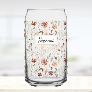 Monogramm Wasserfarbe Vintage Wildblumen Floral Dosenglas