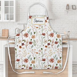 Monogramm Wasserfarbe Vintage Wildblumen Floral Schürze