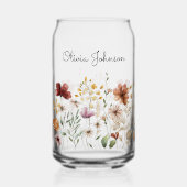 Monogramm Wasserfarbe Wildblume Hübsch Floral Dosenglas (Vorderseite)