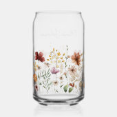 Monogramm Wasserfarbe Wildblume Hübsch Floral Dosenglas (Rückseite)